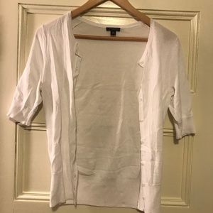 White Ann Taylor Short Sleeved Cardigan